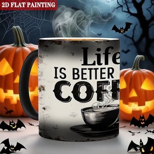 Customizable Frosted Black 11oz <b>Ceramic</b> <b>Mug</b> Heat Sensitive Color Changing Coffee Cup - Product Image 6