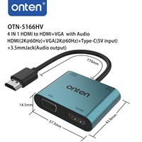 Borlig 4-in-1 untuk ke +VGA dengan Adaptor Audio 2K 30Hz Konverter Layar Aluminium Alloy