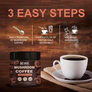 กาแฟผงออร์แกนิกผสมเห็ดเพิ่มประสิทธิภาพสมอง OEM/ODM แบรนด์ส่วนตัว ช่วยเพิ่มความจำและปรับปรุงการนอนหลับ - Product Image 6