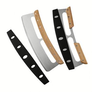 2 pièces Coupe-pizza à roulettes en acier inoxydable avec manches en bois, outils pour pizza - Product Image 4