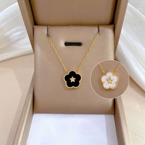 Tarnish Free Gold Plated No Fade Double Side Flower Clavicle <b>Chain</b> Necklace for Women Zircon Geometric Stainless Steel Necklace - Product Image 1