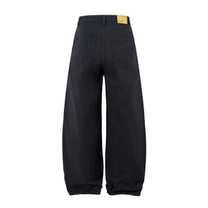 سكين منحني بلون واحد جينز دينم للرجال فضفاض تصميم الشارع العالي الأمريكية منتصف الخصر الساق واسعة الجينز السراويل العصرية للرجال - Product Image 6