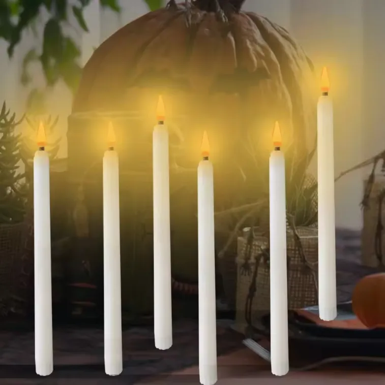 1 luzes de vela sem chama, luzes de vela LED de bateria de igreja de casamento, luzes de vela de poste longo com controle remoto