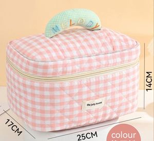 Bolsa de Cosméticos Portátil de Algodón, Plegable, con Cierre de Cremallera, Asa Suave, Capacidad Media, Diseño Macaron - Product Image 2