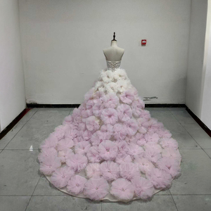 Robe de Quinceañera de luxe rose Spjy022, sans bretelles, corset, appliques florales 3D, tulle ombré, robe de bal Jancember - Product Image 2