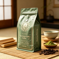 Sachet à café en aluminium haut de gamme, imprimé en héliogravure, résistant à l'humidité, à fond plat, scellé sur huit côtés, 2 lb
