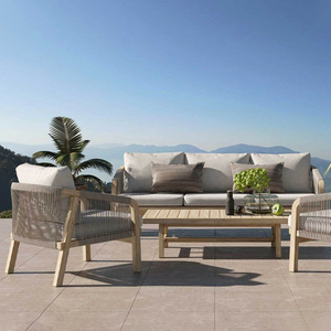 Ensemble de salon de jardin en teck pour villa, canapé d'extérieur modulable, mobilier de jardin très demandé - Product Image 5