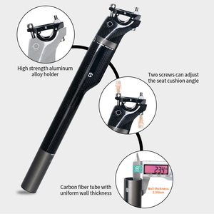 TOSEEK Tube en <span class=keywords><strong>carbone</strong></span> + pince en alliage d'aluminium, <span class=keywords><strong>tige</strong></span> <span class=keywords><strong>de</strong></span> <span class=keywords><strong>selle</strong></span> <span class=keywords><strong>de</strong></span> vélo en fibre <span class=keywords><strong>de</strong></span> <span class=keywords><strong>carbone</strong></span>, aluminium 3K mat brillant pour VTT et vélos <span class=keywords><strong>de</strong></span> route à suspension - Product Image 2