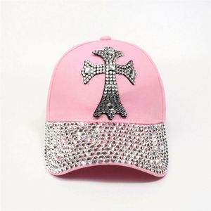 Casquette de baseball ajustable en gros, style mode, avec strass effet diamant et protection solaire, modèle trucker à croix, pour le sport, le denim et le style cowboy - Product Image 2