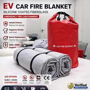 Couverture anti-feu pour voiture avec logo personnalisé imprimé, 6*8m, en <span class=keywords><strong>fibre</strong></span> <span class=keywords><strong>de</strong></span> <span class=keywords><strong>verre</strong></span> enduite <span class=keywords><strong>de</strong></span> silicone, prix direct usine - Product Image 1