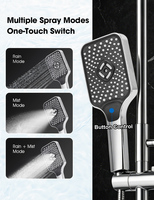 Ensemble de pommeau de douche multifonction effet pluie finition chromée, triple sortie d'eau pour toilettes et salle de bain, en plastique ABS, usage domestique