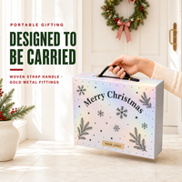 Boîte cadeau rigide portable personnalisée avec poignée de transport, sangle tressée et accessoires métalliques dorés pour l'emballage de gâteaux de lune et de thé, vente en gros OEM