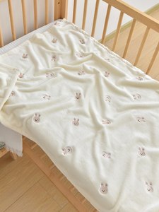 Manta de felpa con bordado de animales para niños, manta polar de estilo coreano de 130x80CM con bordado de oso y conejo, supersuave - Product Image 4