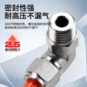 Zoni Stainless Steel Air Hose <b>Quick</b> <b>Connector</b> 1/4 Inch Right Angle Elbow Pneumatic Locking Thread Fitting - Product Image 5