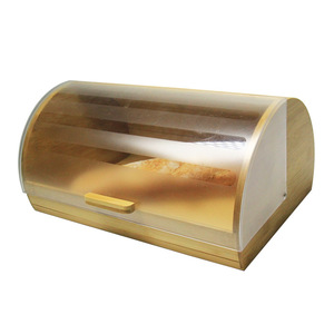 Boîte à pain en bambou Hanhe avec couvercle en acrylique, grand récipient de rangement alimentaire pour comptoir de cuisine - Product Image 3