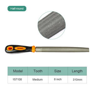 Kikir Logam T12 Baja 8 Inci, Kikir Tangan Datar Setengah Bulat, Kikir Kayu Bergigi Sedang dengan Pegangan - Product Image 6