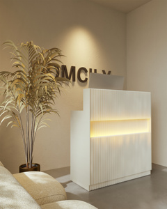 Ihpaper giấy tiếp tân bàn với ánh sáng LED trắng phía trước bàn gấp quầy tiếp tân cho văn phòng và triển lãm - Product Image 2