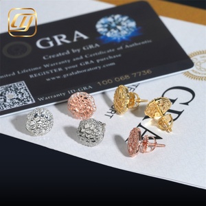 Boucles d'oreilles clous en moissanite taillée CNC, en argent S925, style 'Iced Out' avec pierres en forme de pépites, à fermoir à vis, irrégulières, pour hommes, bijoux Hip Hop - Product Image 5