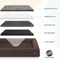 Lit orthopédique pour chien avec soutien complet, en velours cristal imperméable, mousse orthopédique alvéolée, canapé pour animaux de compagnie, personnalisable OEM ODM, vente en gros