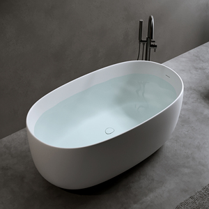 OE HOME Solid Surface Bathtub <b>Bath</b> Seat Modern Designed Independent Bathtub Pop-up Drainage Overflow Pipes <b>Storage</b> for Bathroom - Product Image 2