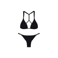 Topverkochte effen zwarte badkleding dames tweedelig bikini op maat gemaakt cheeky design badkleding strandkleding voor dames