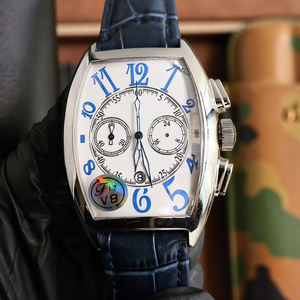 Montre Tonneau de Luxe pour Hommes, Mouvement Quartz Multifonction, Bracelet en Cuir, Design Classique - Product Image 3