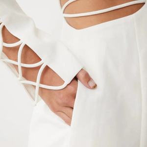 Nuevo Diseño: Blazer Largo Sexy con Abertura en la Cintura, Botón Único y Cordones en los Mangas Centrales, Corte Entallado y Elegante, Chaqueta Formal - Product Image 6