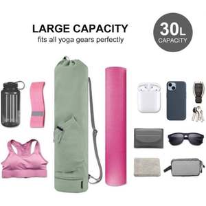 Sac de yoga multifonctionnel avec cordon de serrage, poche pour bouteille d'eau et poche inférieure pour articles mouillés - Product Image 3