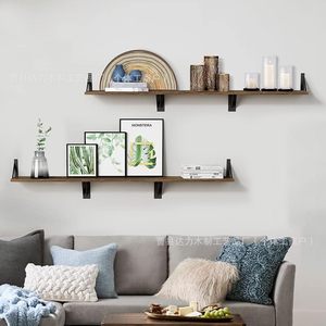 Wooden <b>Wall</b> <b>Mounted</b> <b>Shelf</b> Single Layer Rectangle Multipurpose Storage For Kitchen Living Room Bedroom - Product Image 5