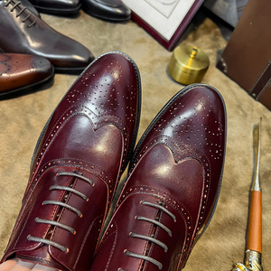 Chaussures habillées Oxford pour hommes en cuir véritable, fabriquées à la main, de style <span class=keywords><strong>italien</strong></span>, neuves et luxueuses, prix d'usine - Product Image 4