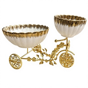 Alfombrillas de Cerámica con Borde Dorado, 300 mm de Diámetro, Ajustables, Lavables, Soporte para Bicicleta, Accesorio Decorativo para Mesa, Estilo Glam NI30 - Product Image 3