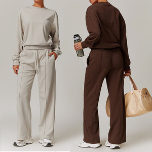Nouvel <span class=keywords><strong>ensemble</strong></span> de survêtement personnalisé pour <span class=keywords><strong>femme</strong></span> : sweat à capuche, pantalon de <span class=keywords><strong>jogging</strong></span> taille haute et haut de yoga à manches longues - Product Image 2
