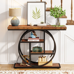 Custom 5 Tier Modern <strong>Storage</strong> <strong>Console</strong> <strong>Table</strong> <strong>with</strong> Charging Station Industrial <strong>Narrow</strong> Sofa Entryway Furniture for Bedroom - Product Image 2