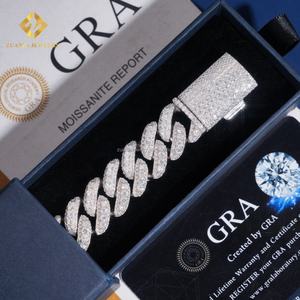 Custom Made Personalized 16MM Fire Hip Hop Luxury 925 Sterling Silver Iced Out Jewelry Moissanite Diamond Miami Link Bracelet - Product Image 3