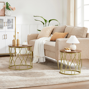 Vase à cadre métallique, meubles de salon en bois, Design Unique et moderne, Table basse/café, vente en gros, 2 pièces - Product Image 2