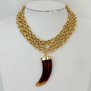 여성을 위한 새로운 금도금 체인 목걸이 펜던트 달 이빨 두꺼운 스티칭 쇄골 장식 패션 목걸이 메탈 기하학 - Product Image 4