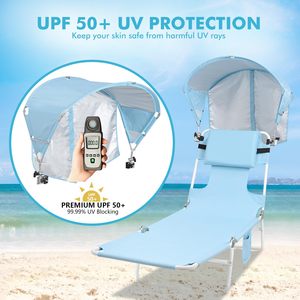 Tumbonas de playa personalizadas Tumbonas de ocio de aluminio portátiles al aire libre <span class=keywords><strong>con</strong></span> <span class=keywords><strong>toldo</strong></span> Silla de playa ajustable - Product Image 4