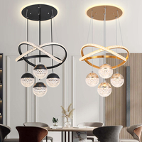 Lustre suspendu moderne en forme d'anneau LED, design de lustre circulaire en aluminium de luxe pour hall d'hôtel, escalier de villa, vente en gros d'usine