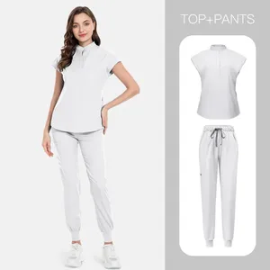 Conjunto de Uniforme de Trabajo para Salón de Belleza, Spa y Centro de Estética, Cuello Alto, Sin Mangas, Talla Grande Europea, Alta Calidad - Product Image 3