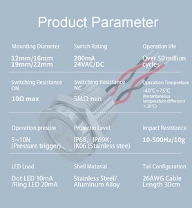 <span class=keywords><strong>Onpow</strong></span> IP68 Piezo push button <span class=keywords><strong>Switch</strong></span>, kim loại IP68 không thấm nước áp điện chuyển đổi momentary/larching/Giữ cách nhấn và kết nối - Product Image 3