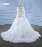 Robe de mariée Feishiluo sur mesure en ivoire, coupe A, col en V moderne, robe de mariée avec dentelle florale 3D, manches longues pour femmes, appliques