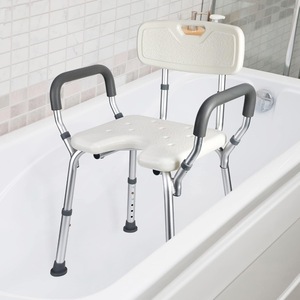 Chaise de douche en alliage d'aluminium réglable en hauteur avec accoudoirs pour équipement de sécurité dans la salle de bain - Product Image 1