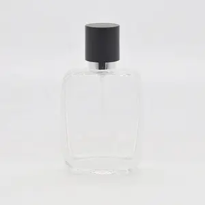 Пустая стеклянная бутылочка для духов с черной пластиковой крышкой и винтовым горлышком, 50 мл, OEM ODM