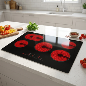 Table de cuisson <span class=keywords><strong>vitrocéramique</strong></span> encastrable 8600W 77cm 5 zones, plaque de cuisson électrique avec zone multi-circuits et commande à curseur, cuisinière de cuisine moderne - Product Image 5