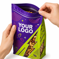 Sachet Doypack Personnalisé Couleur Vive avec Fenêtre Unique en Forme d'Éclair, Sac Alimentaire Refermable à Fermeture Éclair pour Noix et Mélange de Graines de Qualité Supérieure