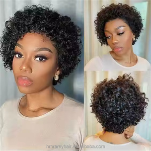 Cheveux brésiliens pour Pixie perruque <span class=keywords><strong>courte</strong></span> pour les femmes 180% densité court Pixie <span class=keywords><strong>coupe</strong></span> <span class=keywords><strong>bouclés</strong></span> avant de lacet Bob noir Pixie <span class=keywords><strong>coupe</strong></span> cheveux humains Bob - Product Image 3