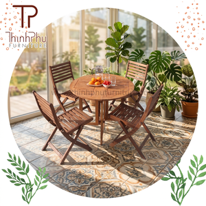 Chaise de jardin pliable en bois d'acacia contemporaine et écologique, idéale pour villa, parc, chambre, cuisine et cour – Vente en gros à prix réduit - Product Image 4