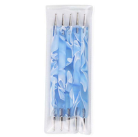 Azul personalizado 5 unids/set uñas doble mango acrílico diferentes colores uñas punteado pluma punto cepillo Mandala punteado herramientas