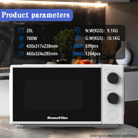 Oven Microwave Putih Laris Manis, Pemasangan Built-in 220V, Kontrol Mekanis Rumah Tangga, Kapasitas 17L, Dilengkapi Fungsi Panggangan untuk Afrika