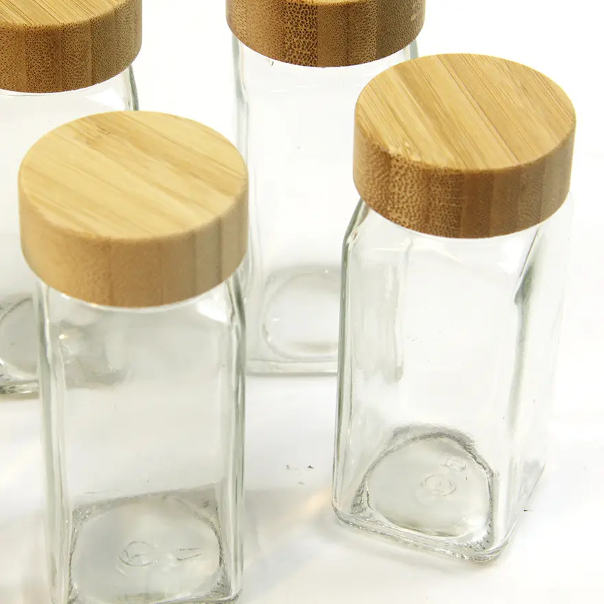 24 Pcs 4oz 120ml Leere quadratische Glas gewürz gläser Flaschen Behälter Einzigartiges Glas gewürzglas Set für Salz pfeffer Küchen bedarf